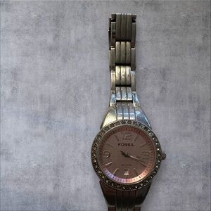 Fossil Women's Silver Watch with Crystal Accents